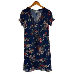 90s Y2K Converse One Star Sheer Floral Dress Blue Grunge Boho Slip Style Midi M